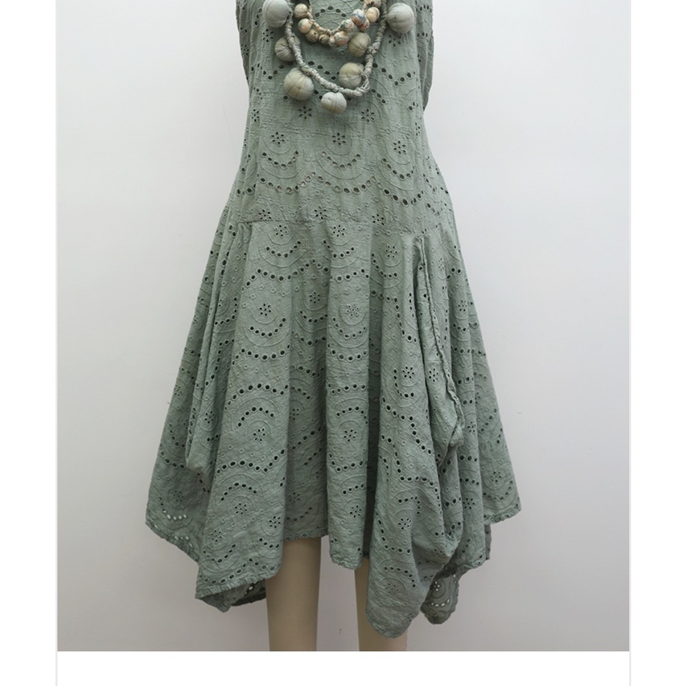Krista Larson Long Pinwheel Slip in exquisite cotton eyelet Jade